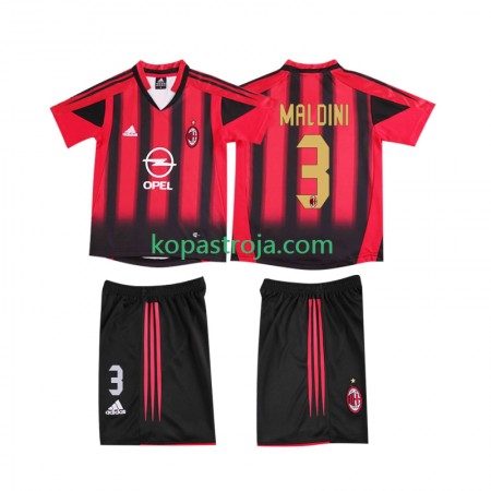 Billiga Fotbollströjor AC Milan MALDINI 3 2004 Retro Barn Hemma tröja 2005 Kortärmad